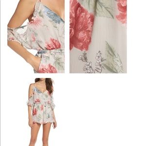 Bardot cold shoulder floral romper